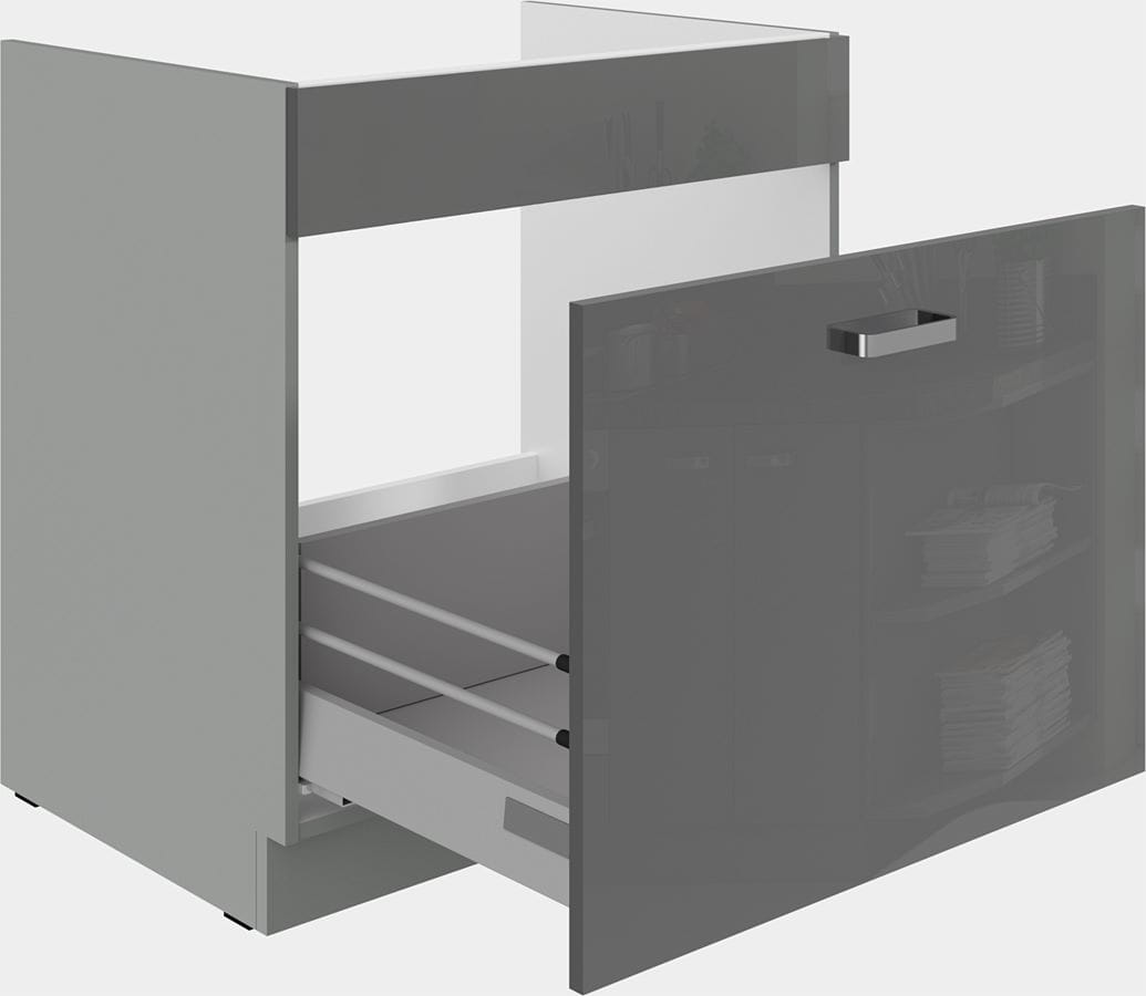 Szafka kuchenna dolna zlewowa, szufladowa 80 ZL 1S BB szary połysk IGA GREY