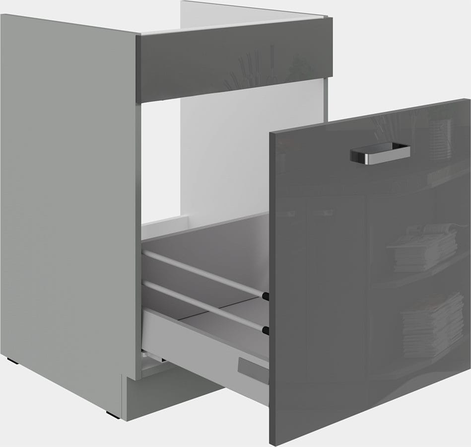 Szafka kuchenna dolna zlewowa, szufladowa 60 ZL 1S BB szary połysk IGA GREY