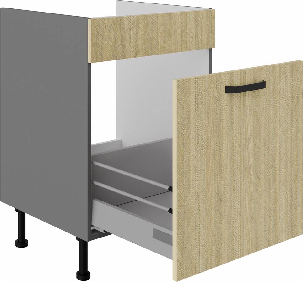 Szafka kuchenna dolna zlewowa, szuflada 60 ZL 1S BB jodełka scandi/antracyt SANDI/ANT