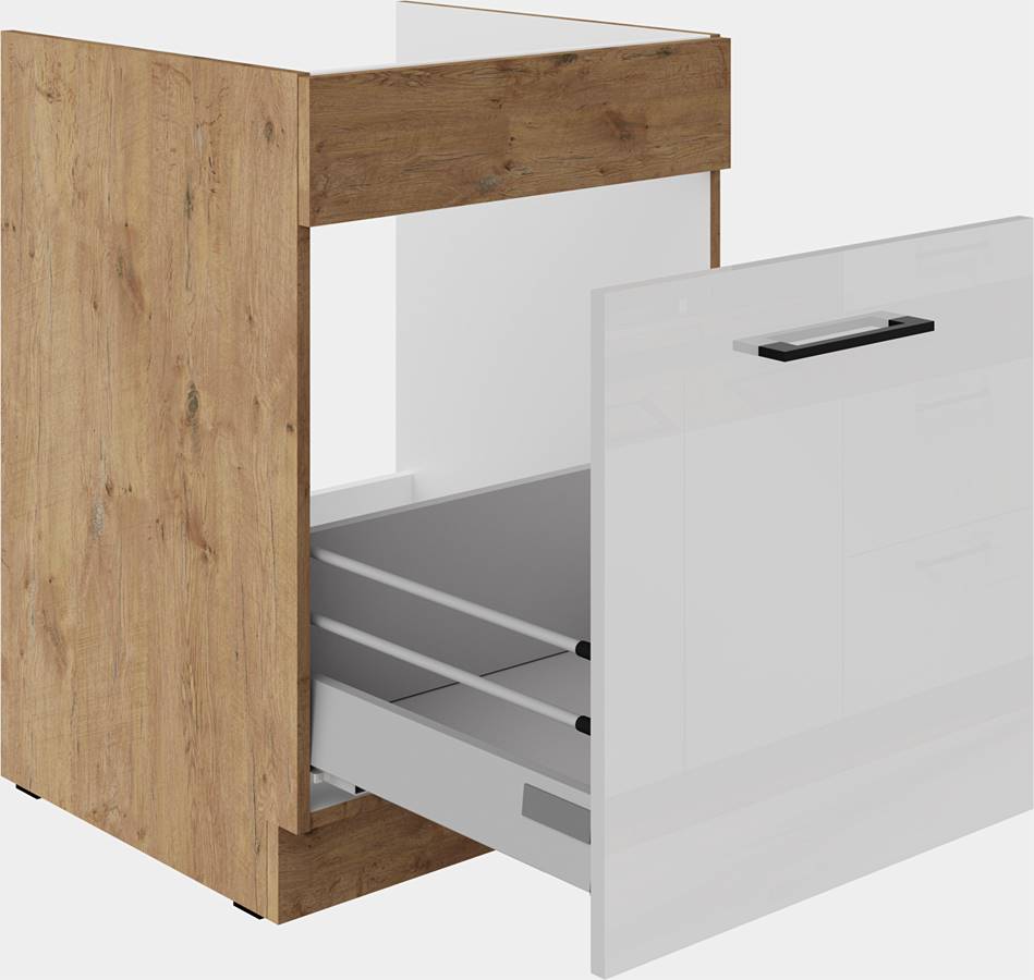 Szafka kuchenna dolna zlewowa, szufladowa 60 ZL 1S BB biały połysk VIVA-WHHG