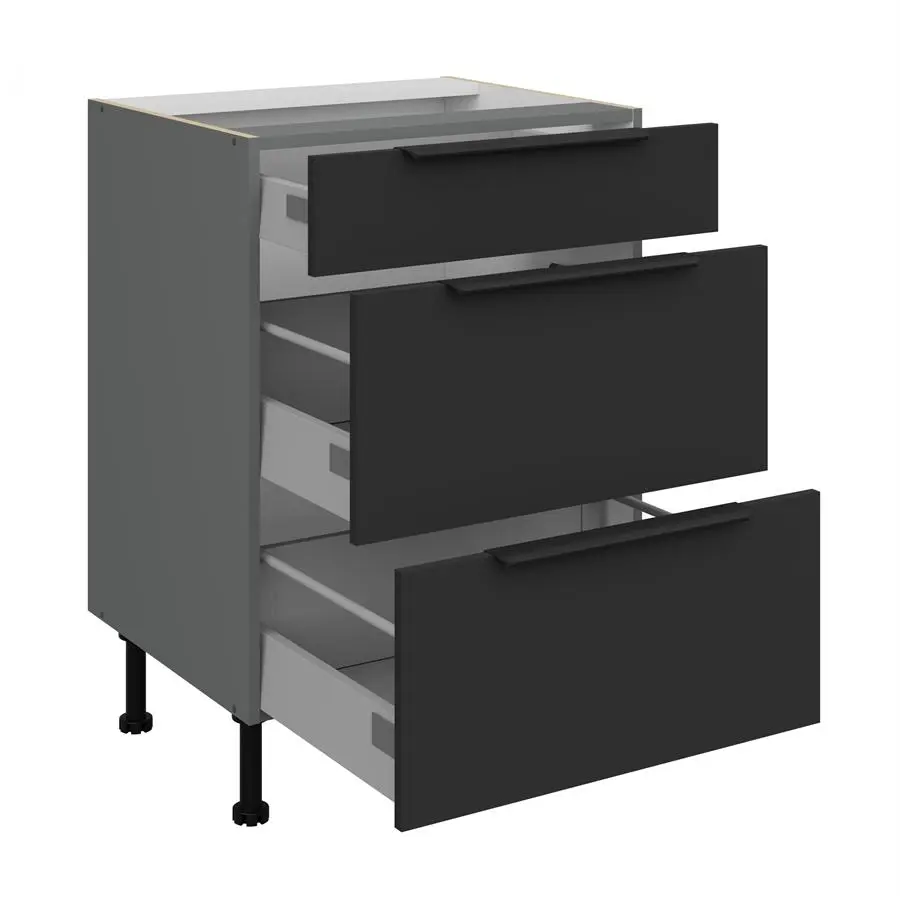 60 D 3S BB - ARIA BLACK-ANT Meble kuchenne ARIANA, Meble kuchenne na wymiar, kuchnia na wymiar, szafki kuchenne, fronty antyfinger, szafka z szufladami, zakudowa kuchenna, kuchnie modułowe