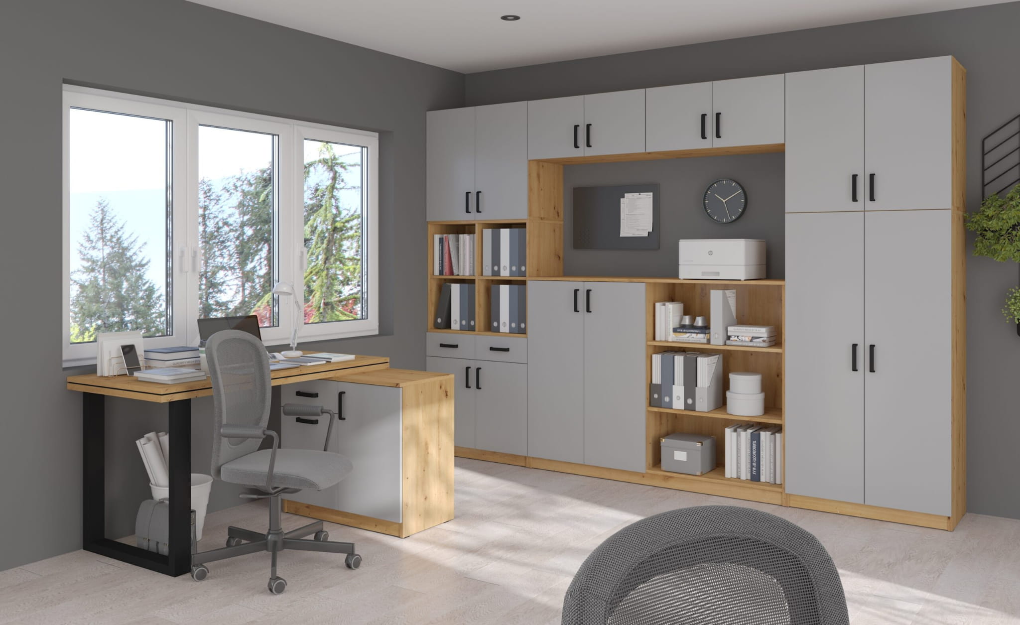 Szafa ALTO 107 półki 2F jasny szary / dąb artisan