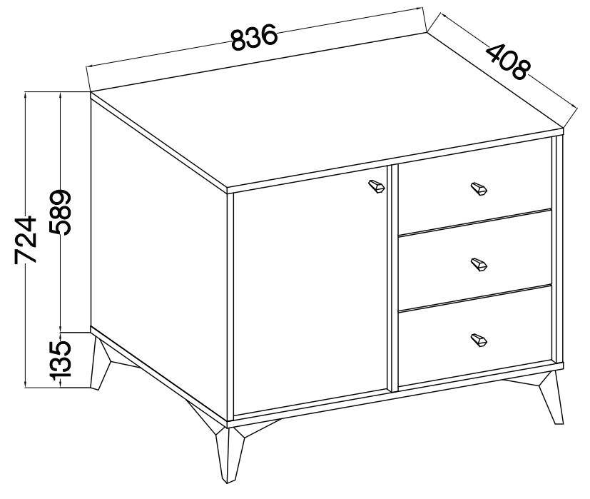 Komoda 814 JAKATA 1F 3S eucaliptus