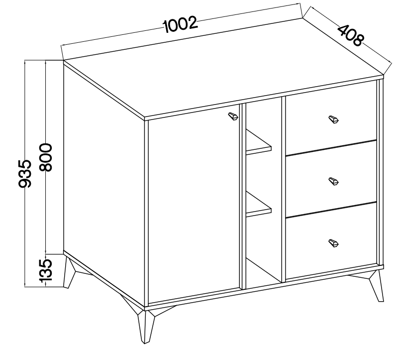 Komoda 824 JAKATA 1F 3S eucaliptus