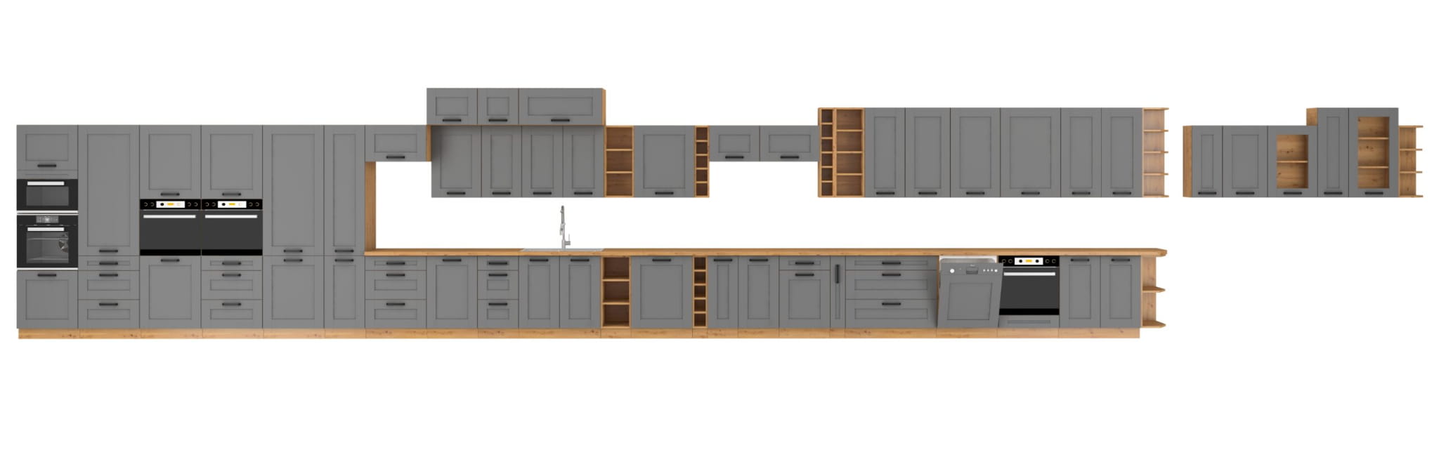 Słupek kuchenny 60 DK-210 2F ciemny szary mat/dąb artisan LAURA DUSTGREY/AR